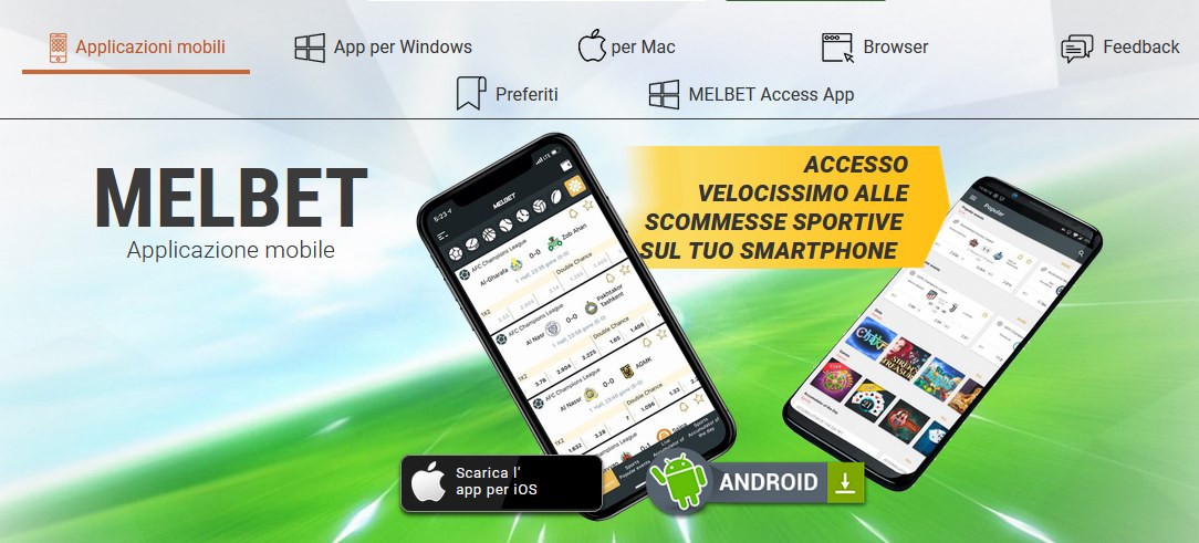 Presentazione delle applicazioni mobili disponibili su Melbet